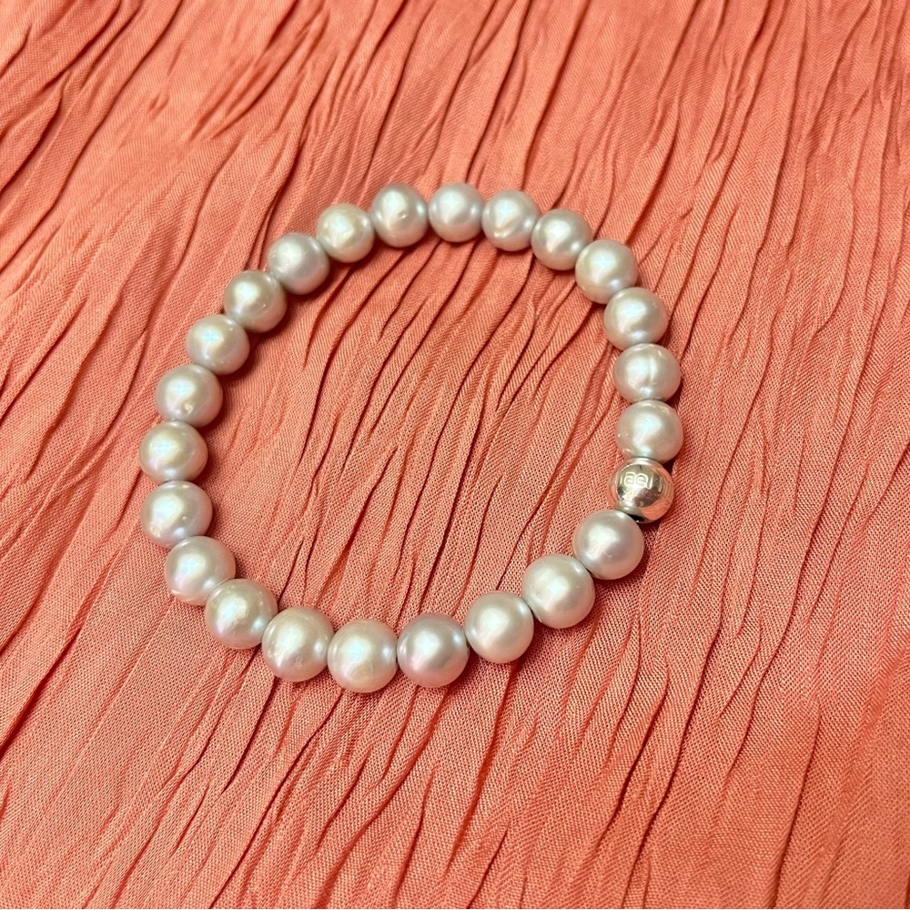 Michael Hill Genuine Freshwater Pearl Bracelet Grey Purple-Lustre, 925 Accent